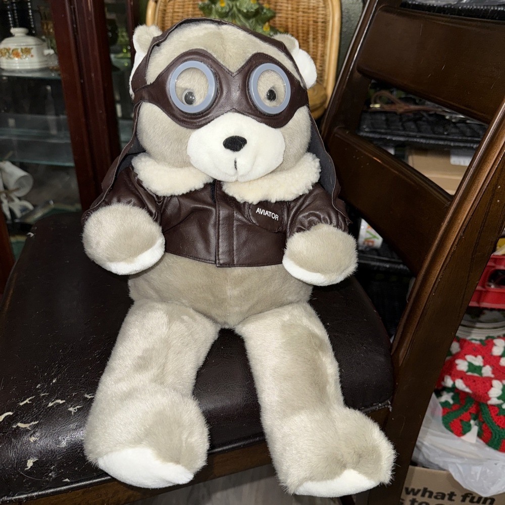 Russ‎ Berrie Sky Teddy Bear 18" Plush Aviator Sky Pilot Plush Stuffed Animal Kew